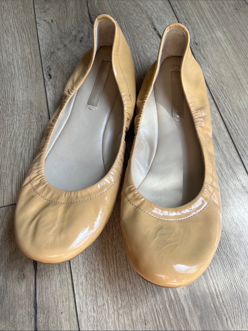 BCBGMaxAzria Patent Leather Ballet Flats in Pale Yellow